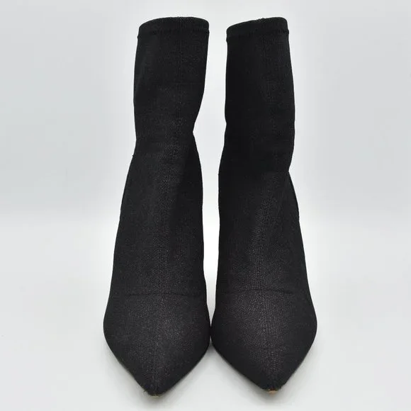 Jewel Badgley Mischka Eva Pointed Toe Black Sparkly Heeled Ankle Booties, Size 7 - Picture 3 of 14